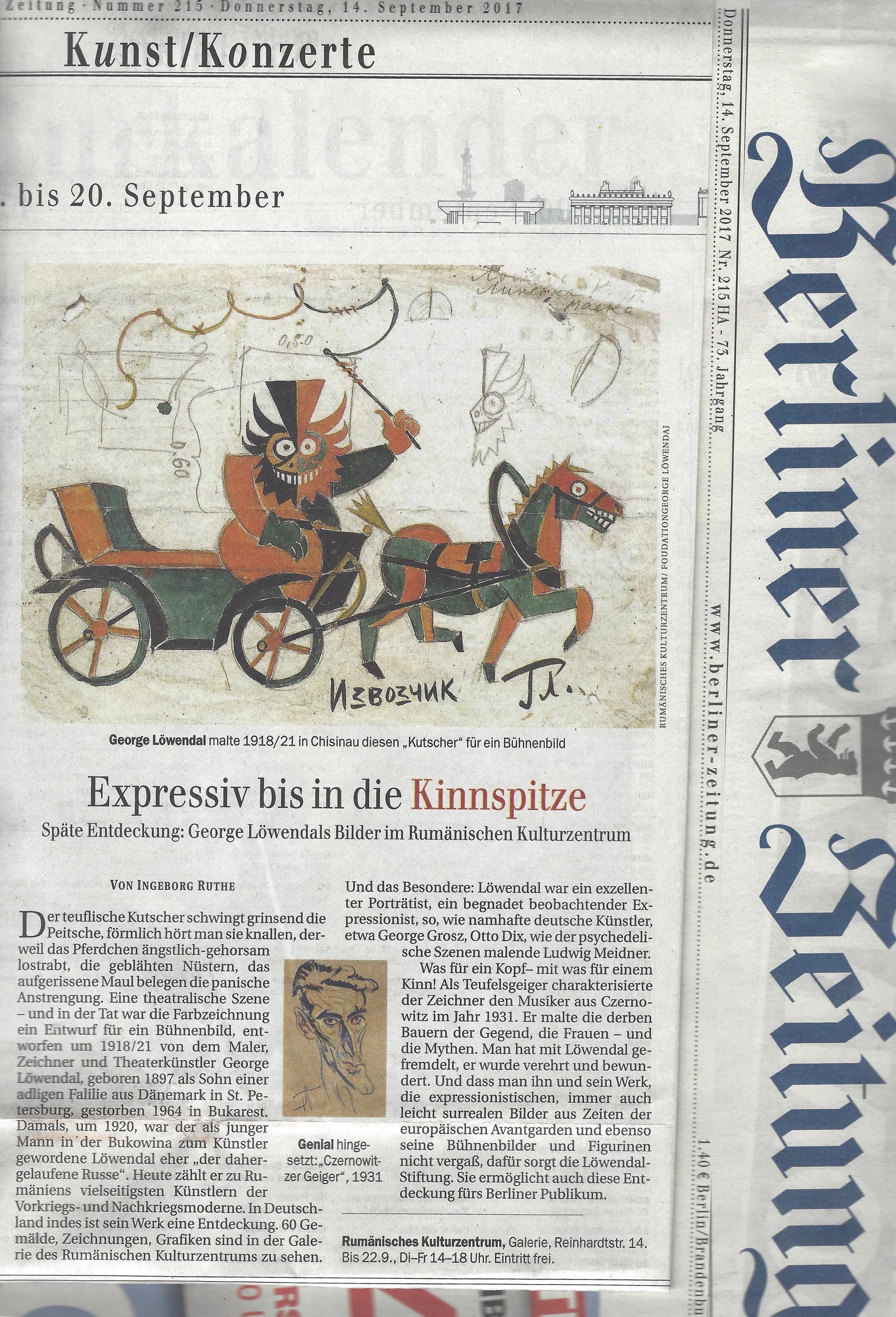 Thumbnail for the post titled: George Löwendal în Berliner Zeitung